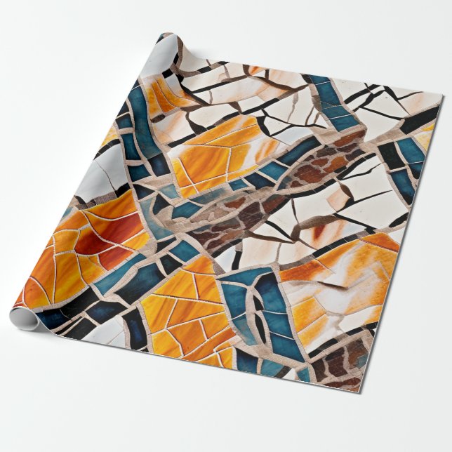 Papel De Presente Mosaico Cristal Gleaming (Desenrolado)