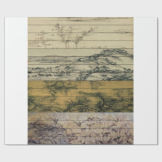 Papel de Presente Mosaico de Arte Asiática Montanh