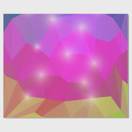 Papel De Presente Mosaico de Cristal Geométrico Abstrato em Rosa
