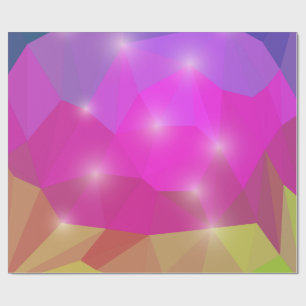 Papel De Presente Mosaico de Cristal Geométrico Abstrato em Rosa