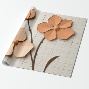 Papel De Presente Mosaico de Pétalas de Pêssego Moderno