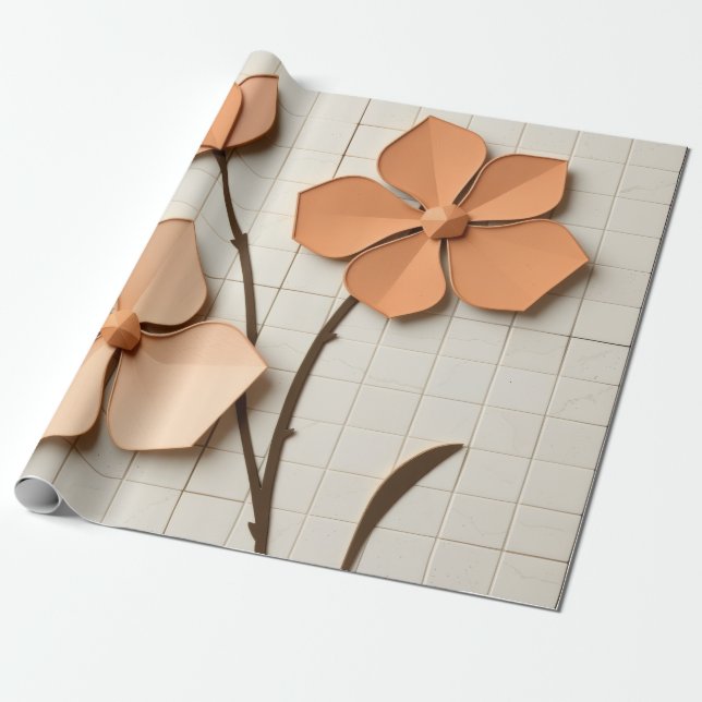 Papel De Presente Mosaico de Pétalas de Pêssego Moderno (Desenrolado)