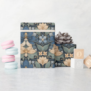 Papel De Presente Mosaico Floral Moderno Artístico
