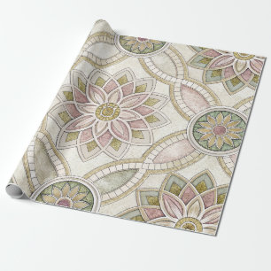 Papel De Presente Mosaico Floral Opalescente Pastel - Mandala