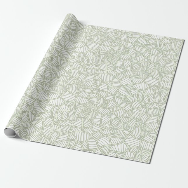Papel De Presente Mosaico Folha Aleatória Verde Pálido (Desenrolado)