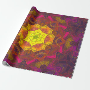 Papel De Presente Mosaico Mandala Flor Amarelo Cor-de-rosa e roxo