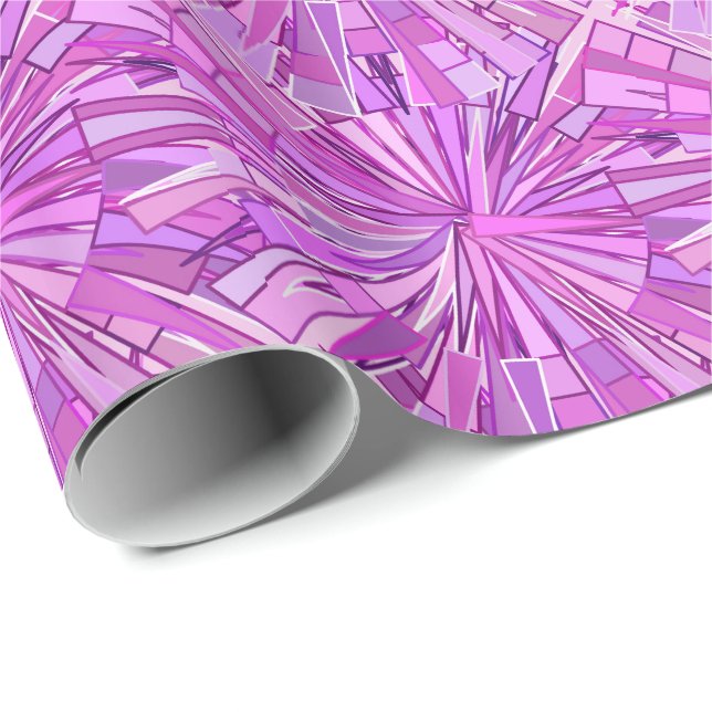 Papel De Presente Mosaico, Violeta e Orquídea Geométrica Moderna (Ponta do rolo)