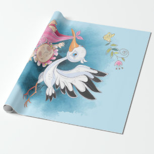 Papel De Presente Moscas De Tempestade Com Menina Presente Para Be