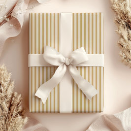 Papel De Presente Mostarda/rosa claro/bege Listrado Elegante 
