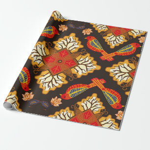 Papel De Presente Motif batik indonésio com um flo muito distinto