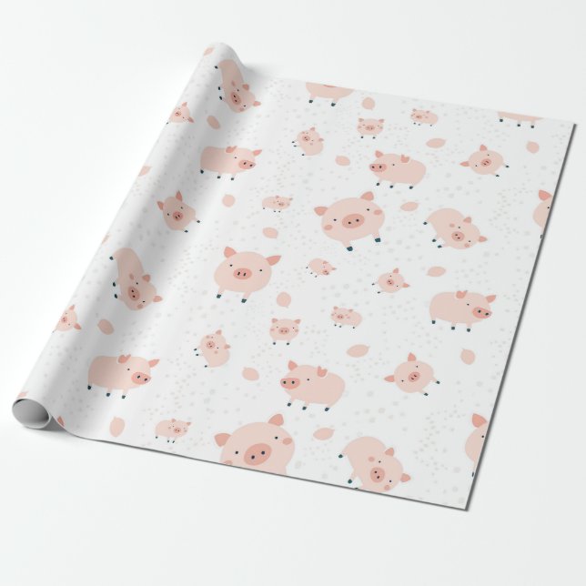 Papel De Presente Motif cochons- fond blanc (Desenrolado)