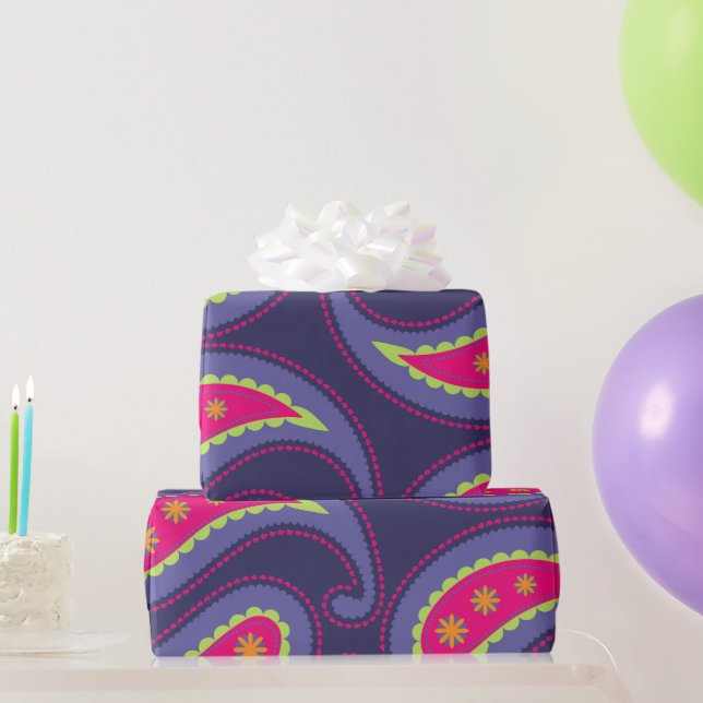 Papel De Presente Motivo Floral Boho Ornamental (Presentes para festas)