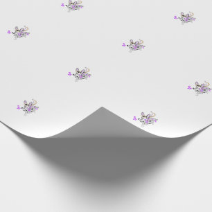 Papel De Presente Motivo Floral Paisley – Boho Branco Roxo Laranja