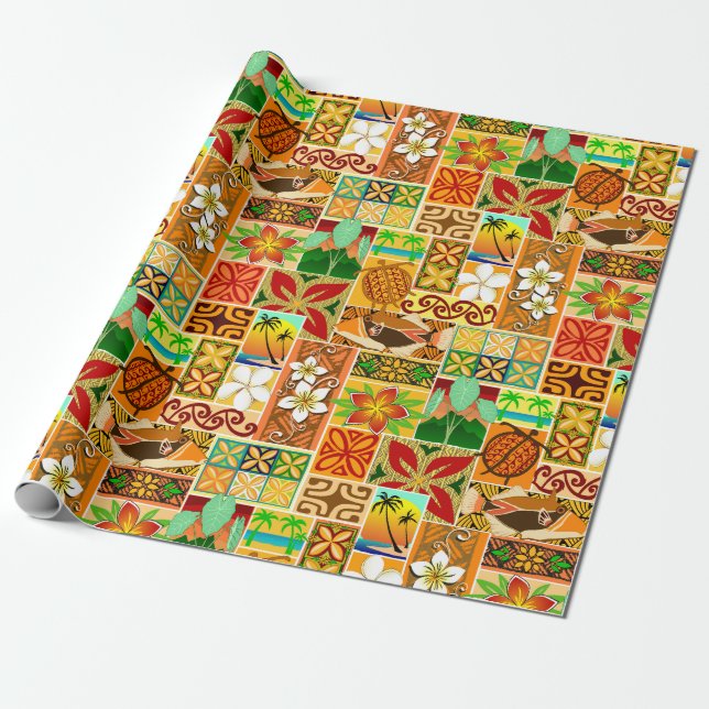 Papel De Presente Motivo havaiano 004 (Desenrolado)