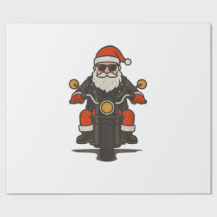 Papel De Presente Motocicleta de Natal Antigo Divertido Motociclista
