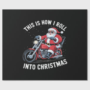 Papel De Presente Motocicleta Moto de Santa Claus Natal Essencial