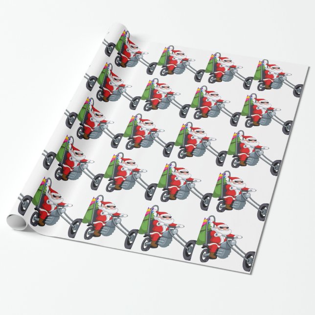 Papel De Presente motociclista santa claus (Desenrolado)