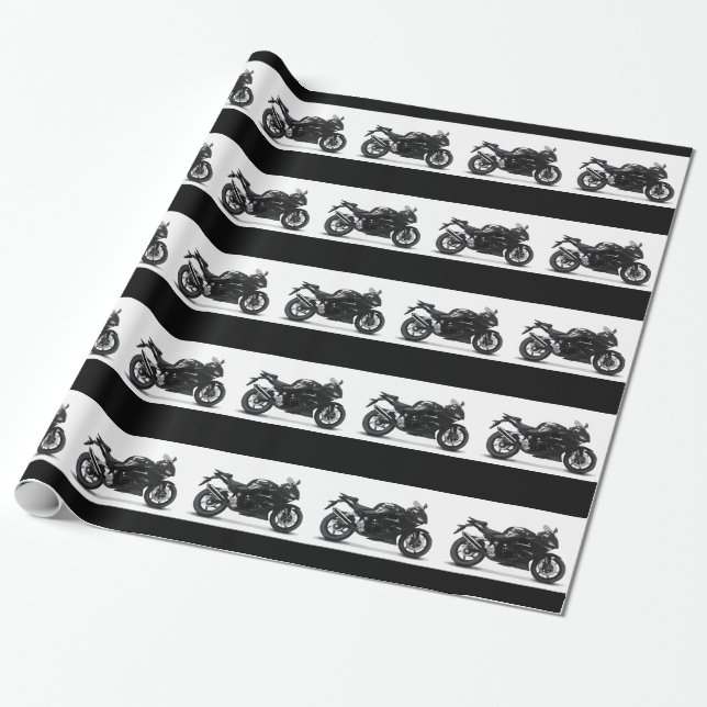 Papel De Presente MOTOCICLO NEGRO 297090, MOTOCICLO NEGRO, ESPORTE l (Desenrolado)