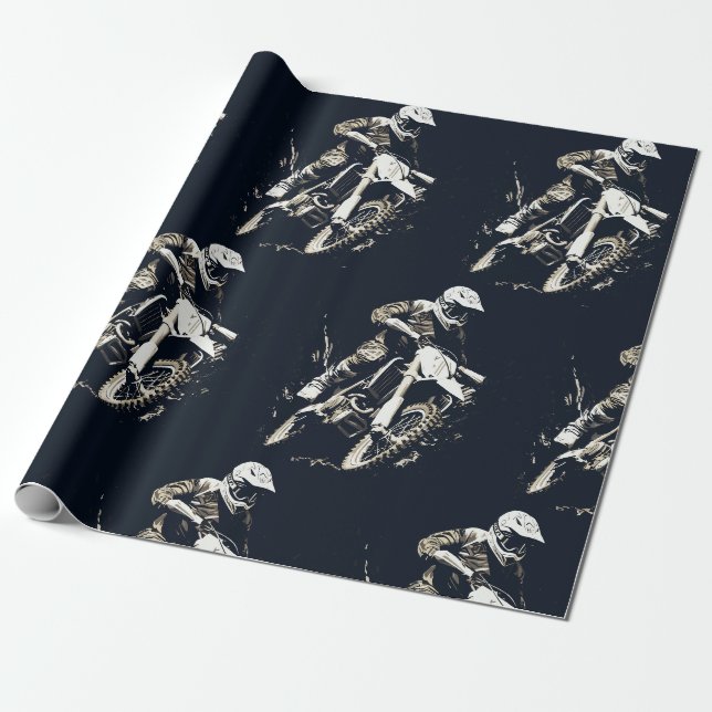 Papel De Presente Motocross Competitive Esporte Motocycle Racing (Desenrolado)