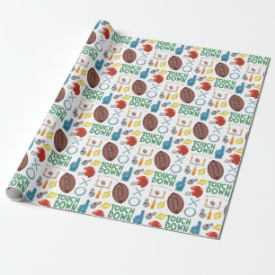 Papel De Presente Motografia de Futebol XO em Primeiro Abaixo