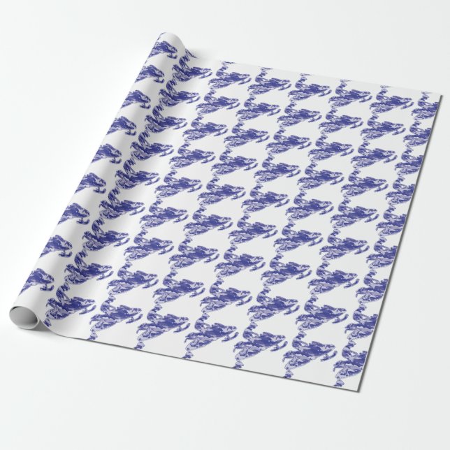 Papel De Presente Motoniveladora Camuflada Azul (Desenrolado)