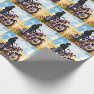 Papel De Presente Motorcycle Rider feminino com Cena de Bicicleta