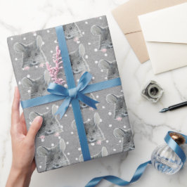 Papel De Presente Mouse cinza no Bolinhas