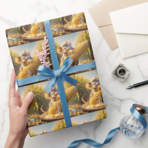 Papel De Presente Mouse Comendo Milho No Cob