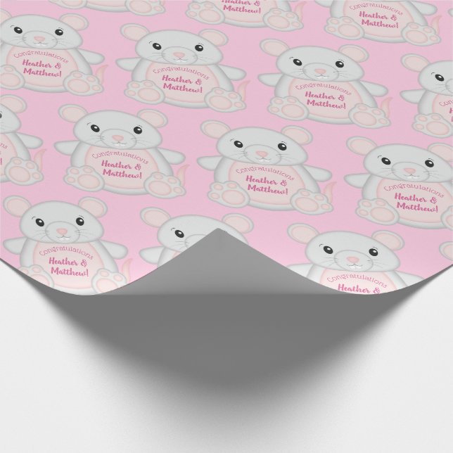 Papel De Presente Mouse Mice Chá de fraldas Pink (Ponta)