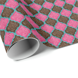 Papel De Presente MQF Sequins-Chocolate Rosa-Aqua-GIFT WRAP