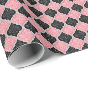 Papel De Presente MQF Sequins-DUSTY PINK-BLACK-WHITE-GIFT WRAP