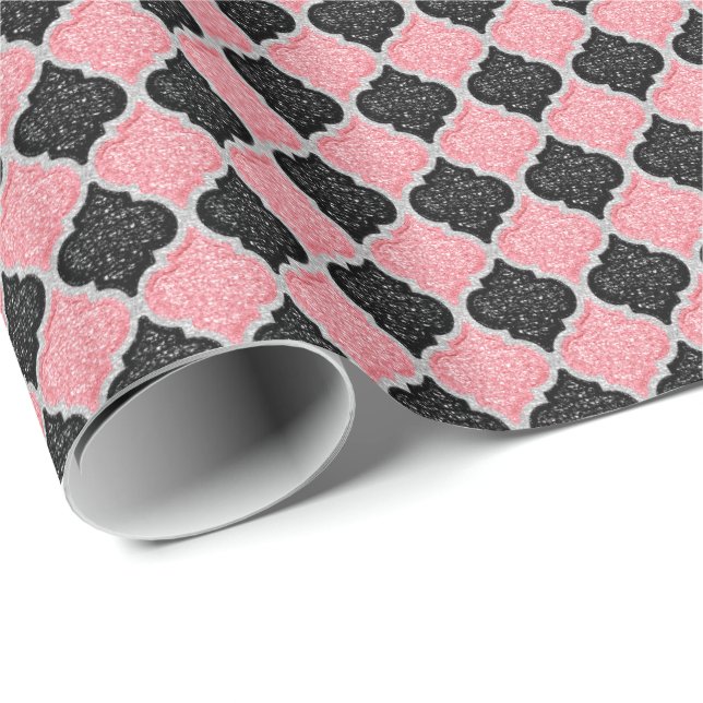 Papel De Presente MQF Sequins-DUSTY PINK-BLACK-WHITE-GIFT WRAP (Ponta do rolo)