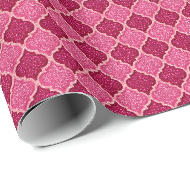 Papel De Presente MQF Sequins-Rosa-Magenta-GIFT WRAP (Ponta do rolo)