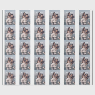 Papel De Presente Mr & Mrs add family name photo date wedding family