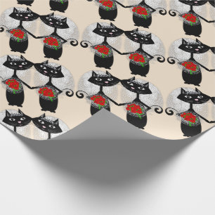 Papel De Presente Mrs + Mrs Lesbian Marriage Cat Cute Brides Wedding