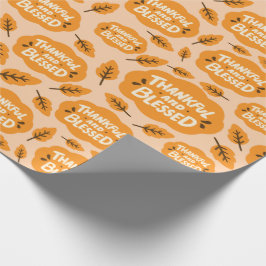 Papel De Presente Muito agradecido e abençoado Outono Laranja Deixa-