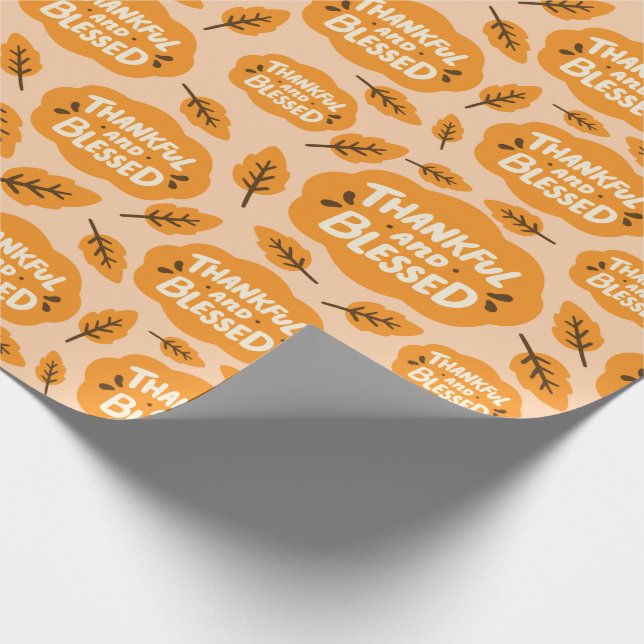 Papel De Presente Muito agradecido e abençoado Outono Laranja Deixa- (Ponta)