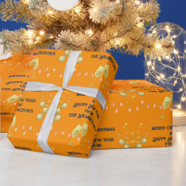 Papel De Presente Muito Feliz no Natal Laranja Negro