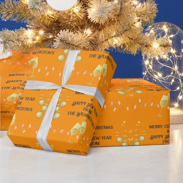 Papel De Presente Muito Feliz no Natal Laranja Negro (Feriados)