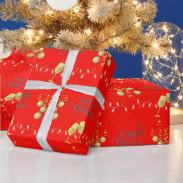 Papel De Presente Muito Feliz no Natal Vermelho da Maçã Doce
