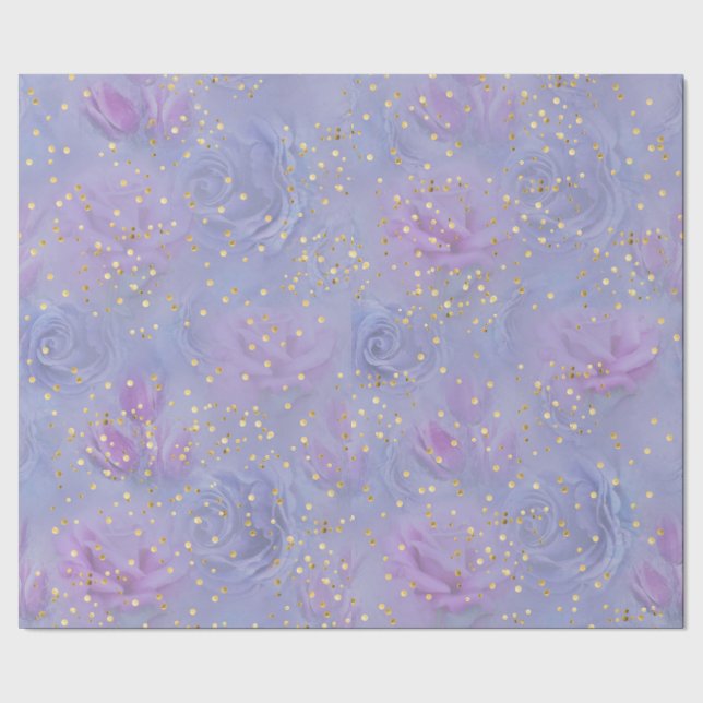 Papel De Presente Muito peri Aquarela,Rosas,Tulipas (Barra)