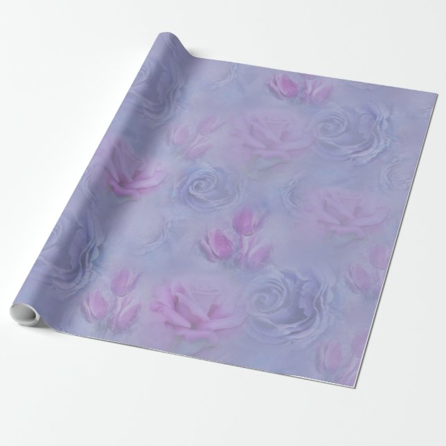 Papel De Presente Muito peri Aquarela,Rosas,Tulipas (Desenrolado)