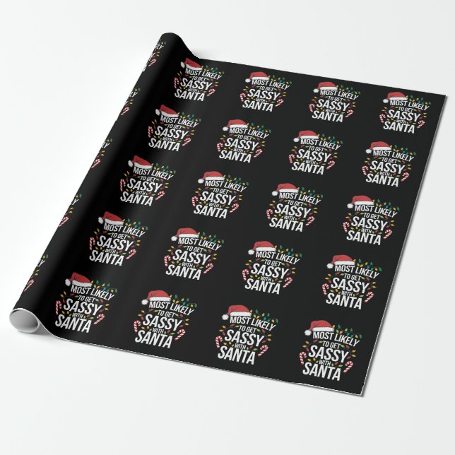 Papel De Presente Muito Provável Ficar Sassy Com Papai Noel Natal Xm (Desenrolado)