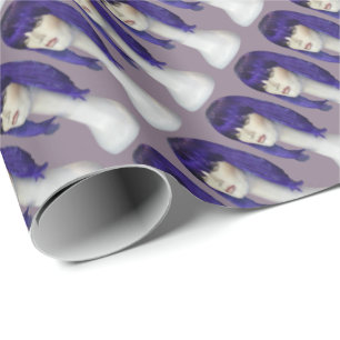 Papel De Presente Mulher Blue Wig