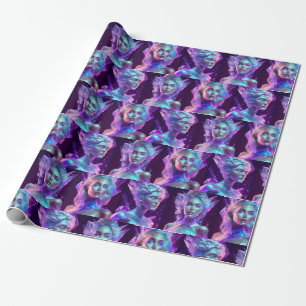 Papel De Presente Mulher Bonita em Vidro Gelado Azul e Roxo I