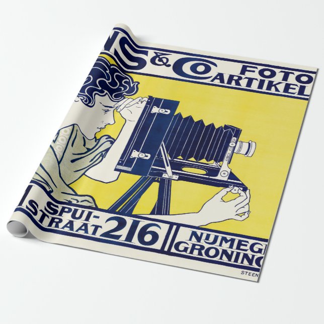 Papel De Presente Mulher-Câmera, Fotógrafo, Van Caspel (Desenrolado)