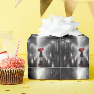 Papel De Presente Mulher com guarda-chuva vermelha