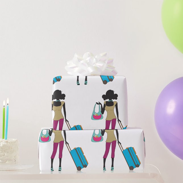 Papel De Presente Mulher Com Mala (Criador carregado)