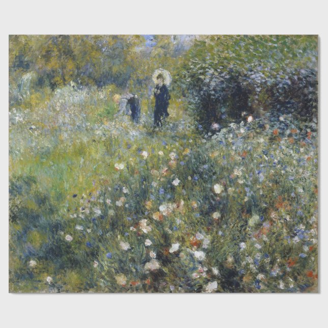 Papel De Presente Mulher com parasol em um jardim por Renoir (Aberto)