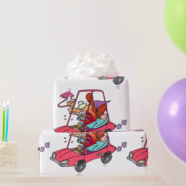 Papel De Presente Mulher com Raiva no Trânsito Dirigindo Carro Diver (Criador carregado)